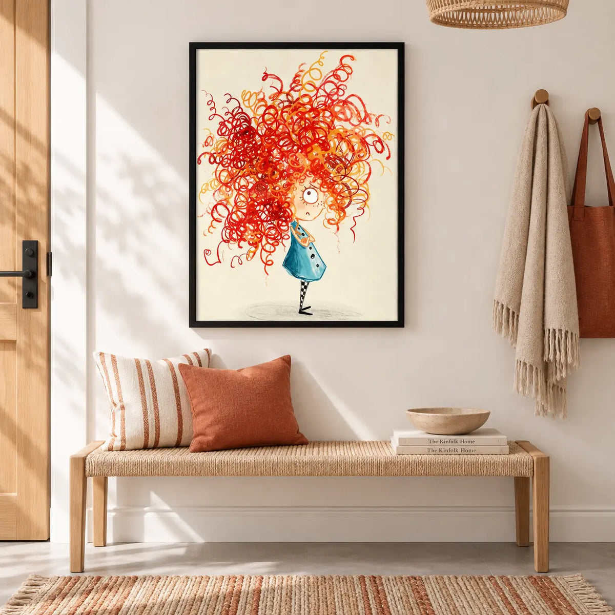Colorful Curly Hair Girl Abstract Illustration Wall Art 6