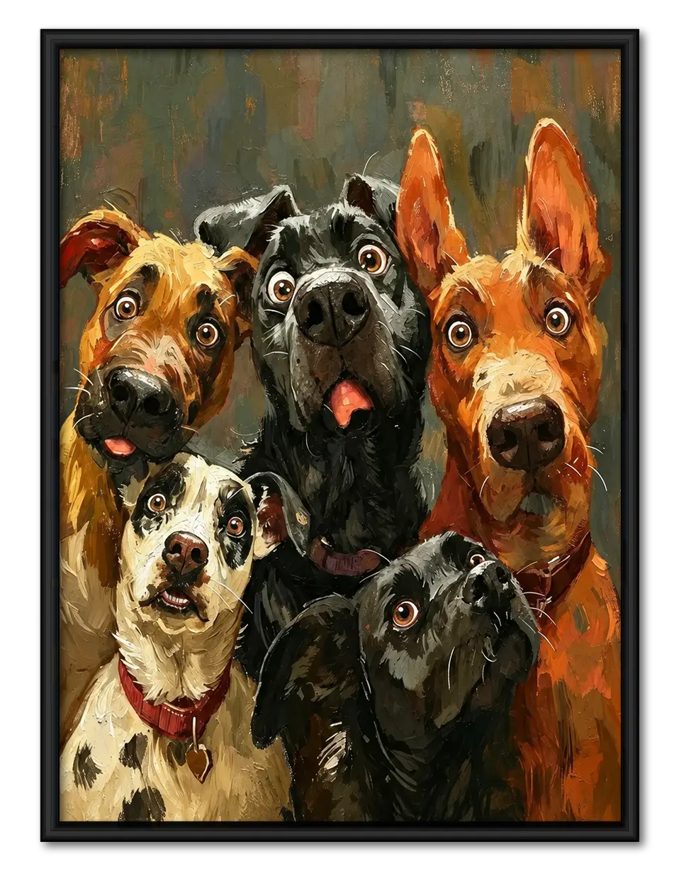 Five Dogs Colorful Portrait Painting Wall Art 1