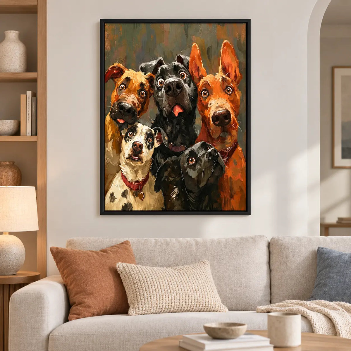 Five Dogs Colorful Portrait Painting Wall Art 2