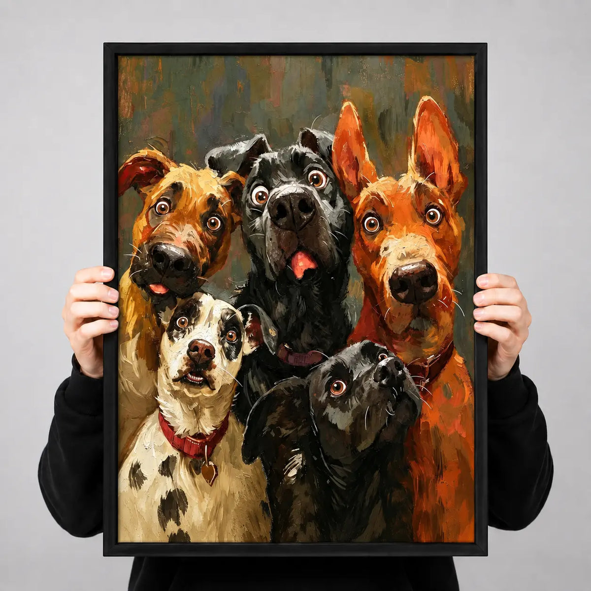Five Dogs Colorful Portrait Painting Wall Art 3