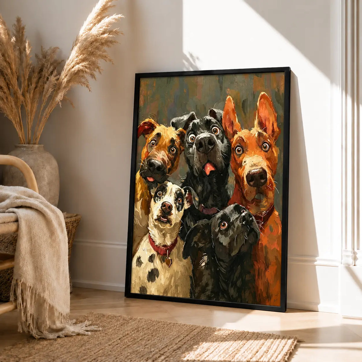 Five Dogs Colorful Portrait Painting Wall Art 4