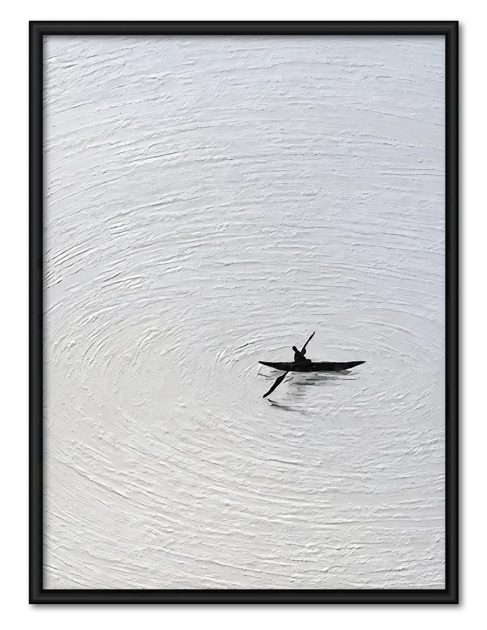 Minimal Black Kayak Lake Texture Wall Art 1