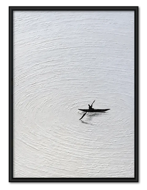 Minimal Black Kayak Lake Texture Wall Art