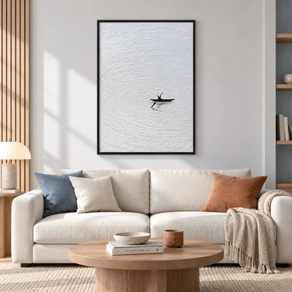 Minimal Black Kayak Lake Texture Wall Art 2