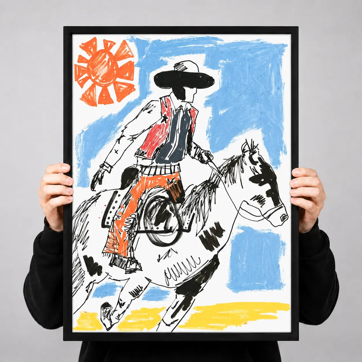 Cowboy Rider Sketch Wall Art 3