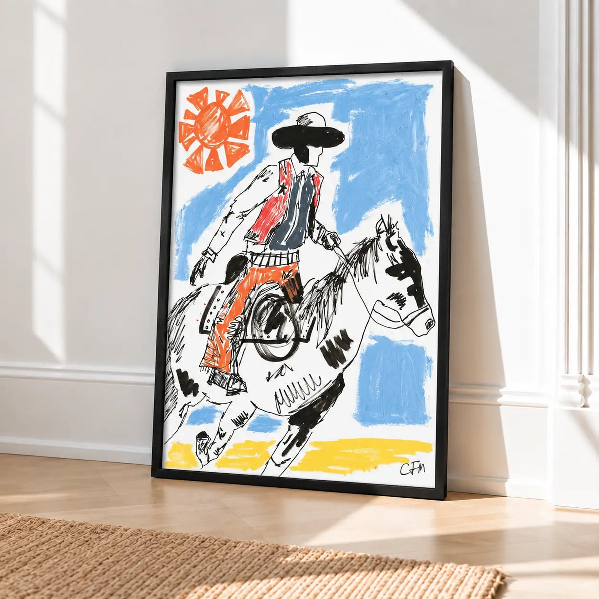 Cowboy Rider Sketch Wall Art 6