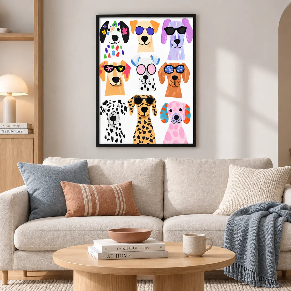 Colorful Sunglasses Dogs Pattern Wall Art 2