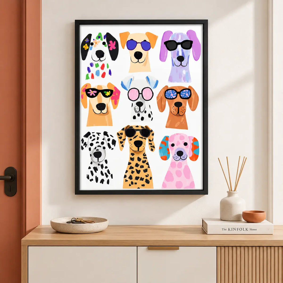 Colorful Sunglasses Dogs Pattern Wall Art 5