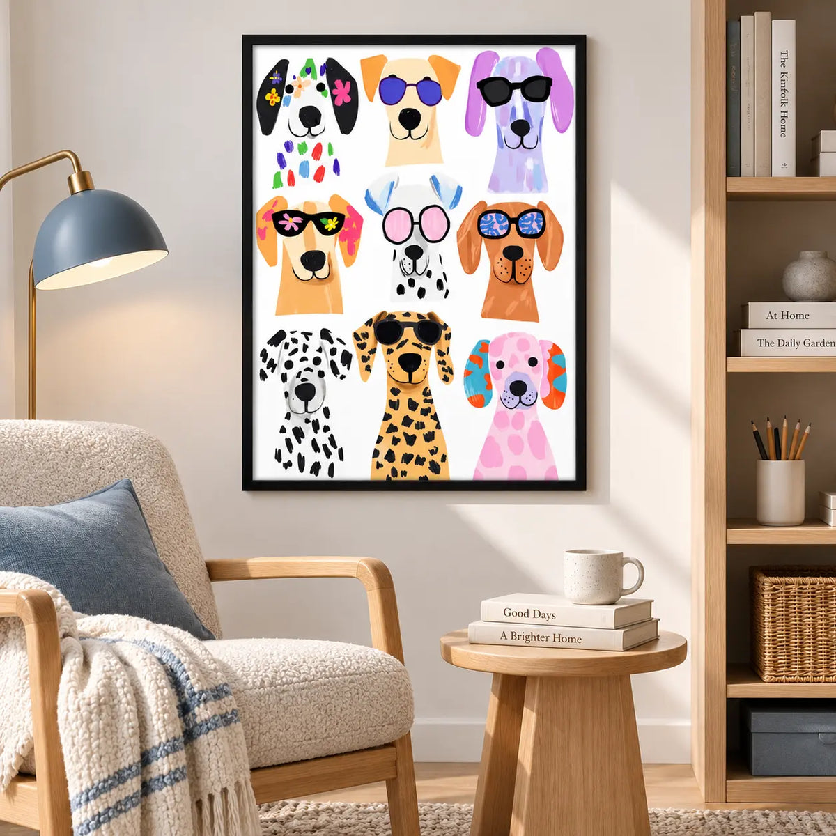 Colorful Sunglasses Dogs Pattern Wall Art 6