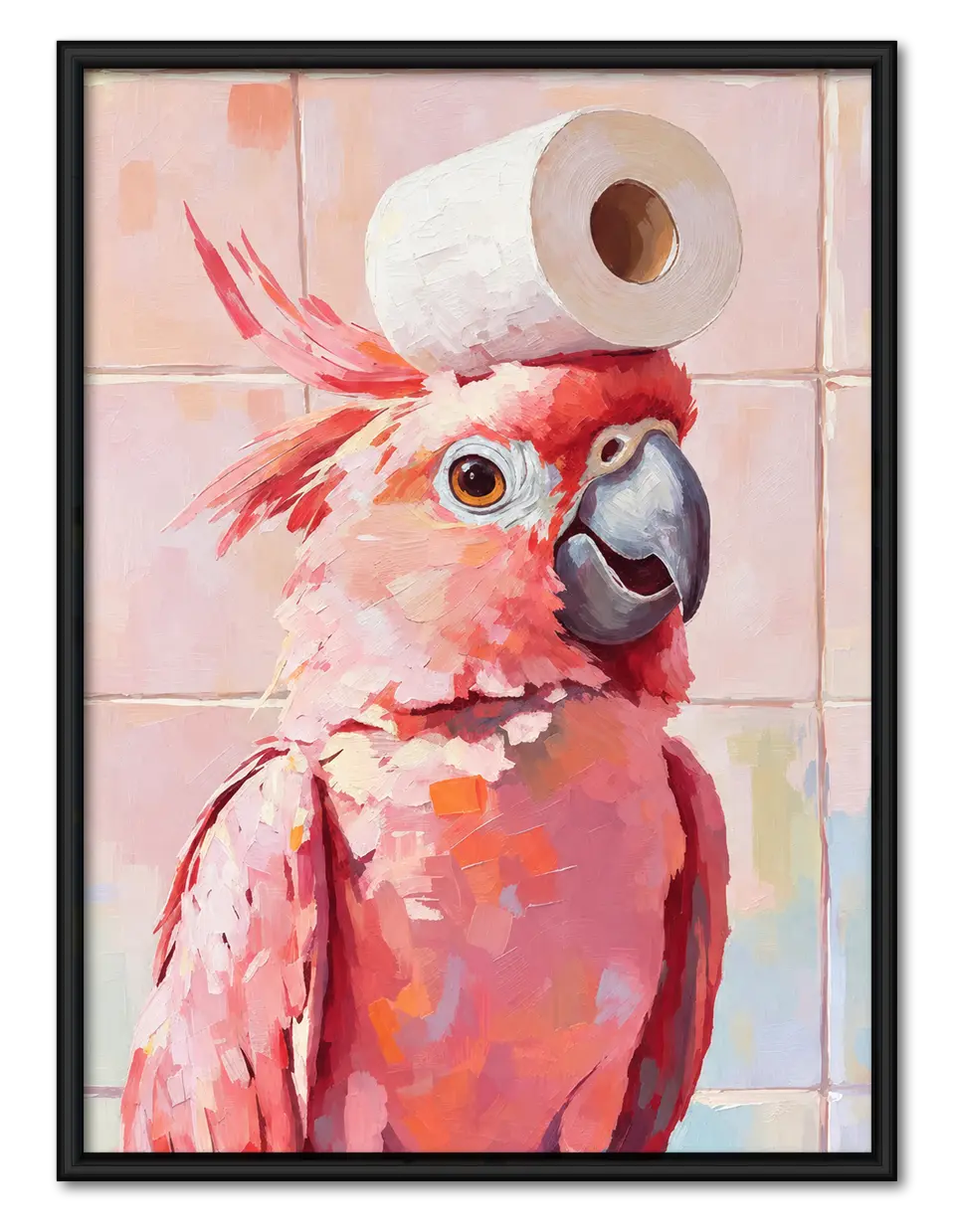 Pink Parrot Toilet Paper Funny Wall Art 1