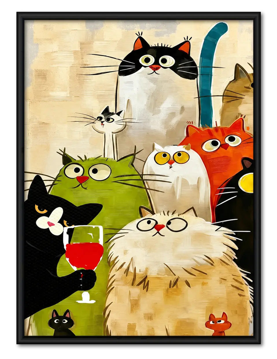 Colorful Cat Party Character Wall Art 1