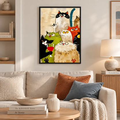 Colorful Cat Party Character Wall Art 2