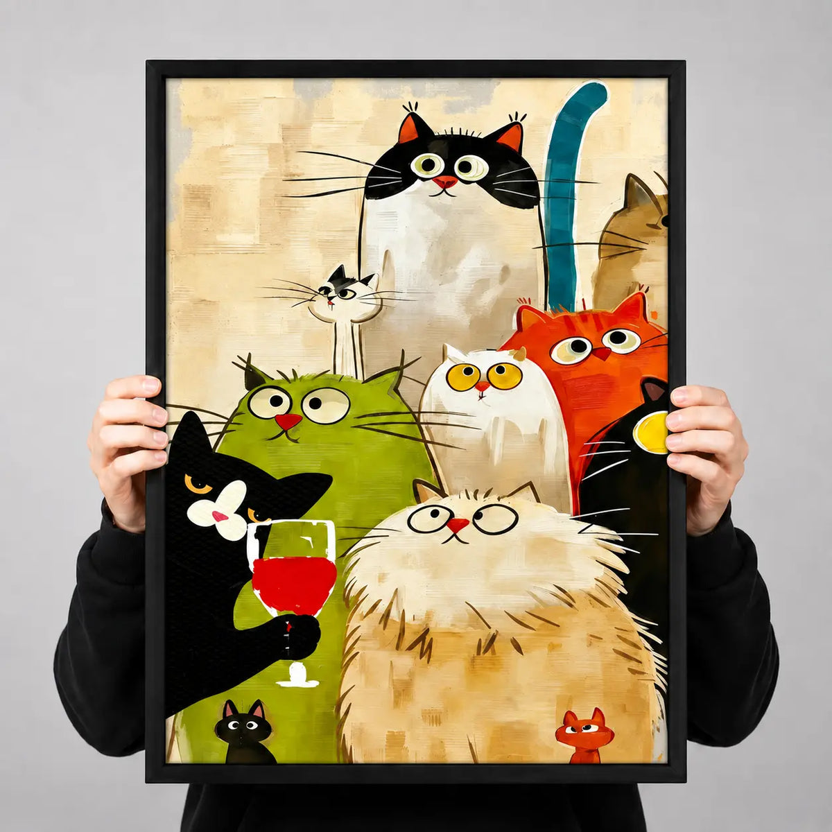 Colorful Cat Party Character Wall Art 3