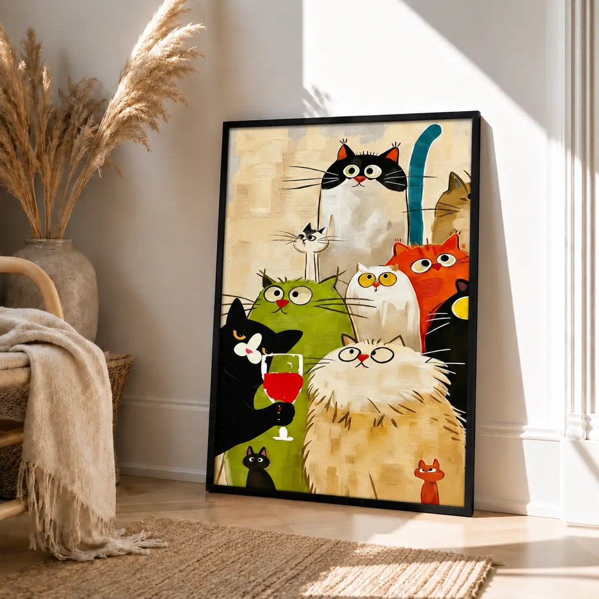 Colorful Cat Party Character Wall Art 4