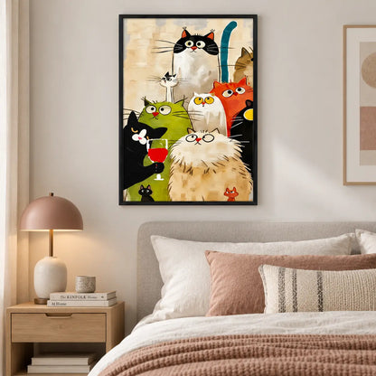 Colorful Cat Party Character Wall Art 5