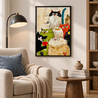 Colorful Cat Party Character Wall Art 6