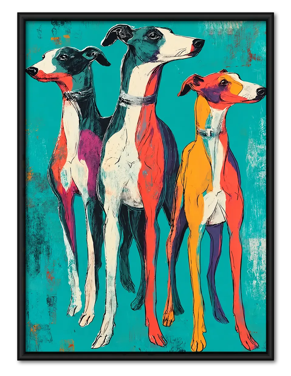 Colorful Greyhound Trio Pop Art Wall Art 1