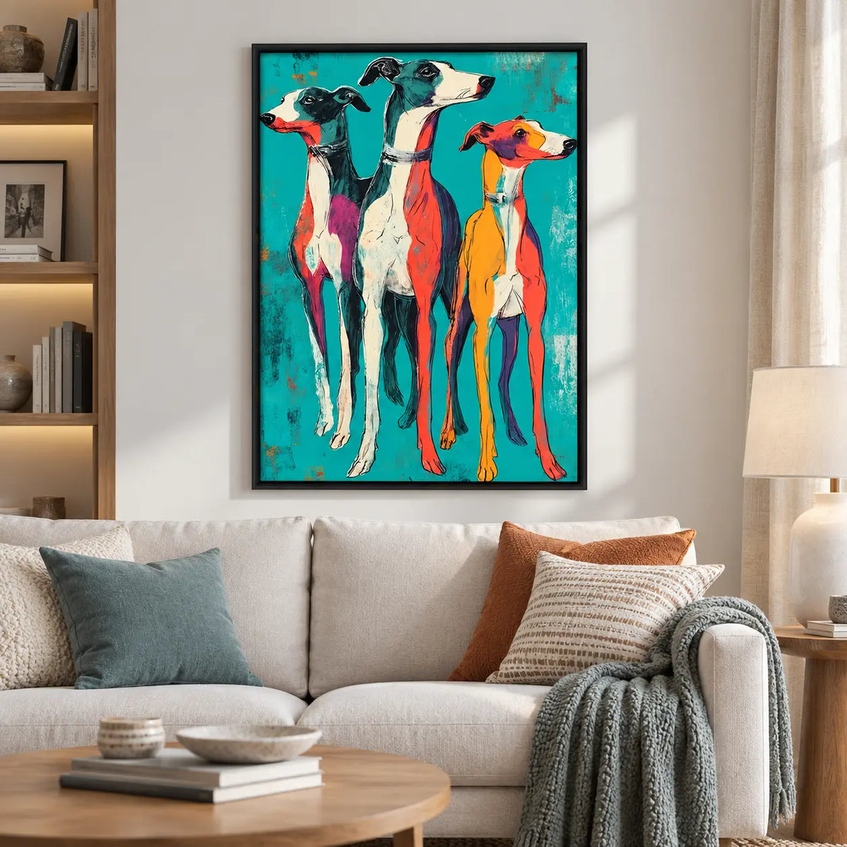 Colorful Greyhound Trio Pop Art Wall Art 2