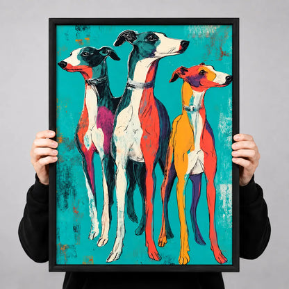 Colorful Greyhound Trio Pop Art Wall Art 3