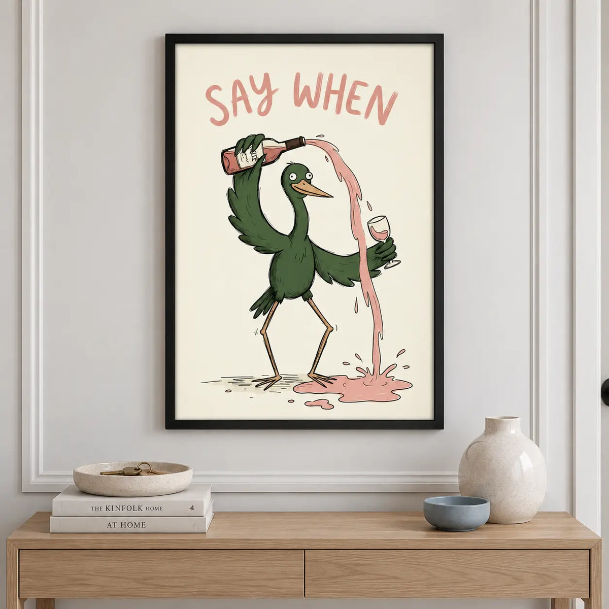 Funny Duck Wine Pouring Illustration Wall Art 5