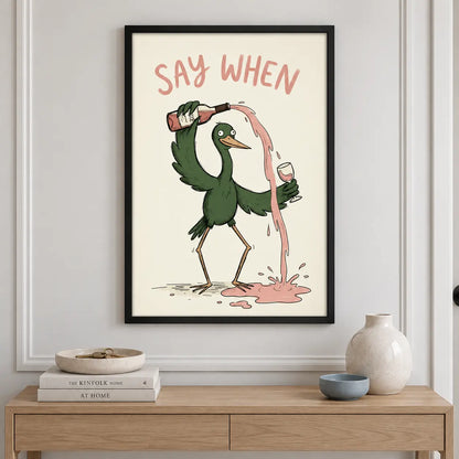 Funny Duck Wine Pouring Illustration Wall Art 5