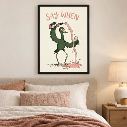 Funny Duck Wine Pouring Illustration Wall Art 6