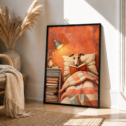 Dog Reading In Bed Cozy Illustration Wall Art 4
