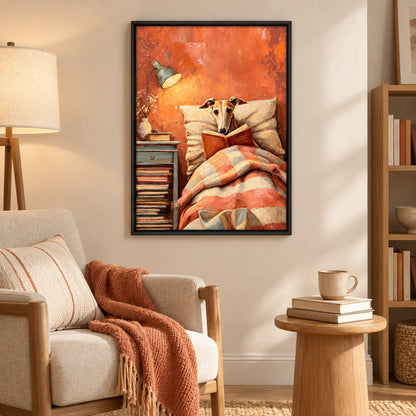 Dog Reading In Bed Cozy Illustration Wall Art 5