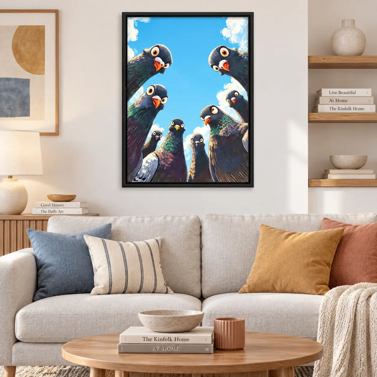 Curious Pigeon Group Sky View Wall Art 2