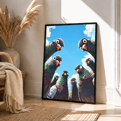 Curious Pigeon Group Sky View Wall Art 3