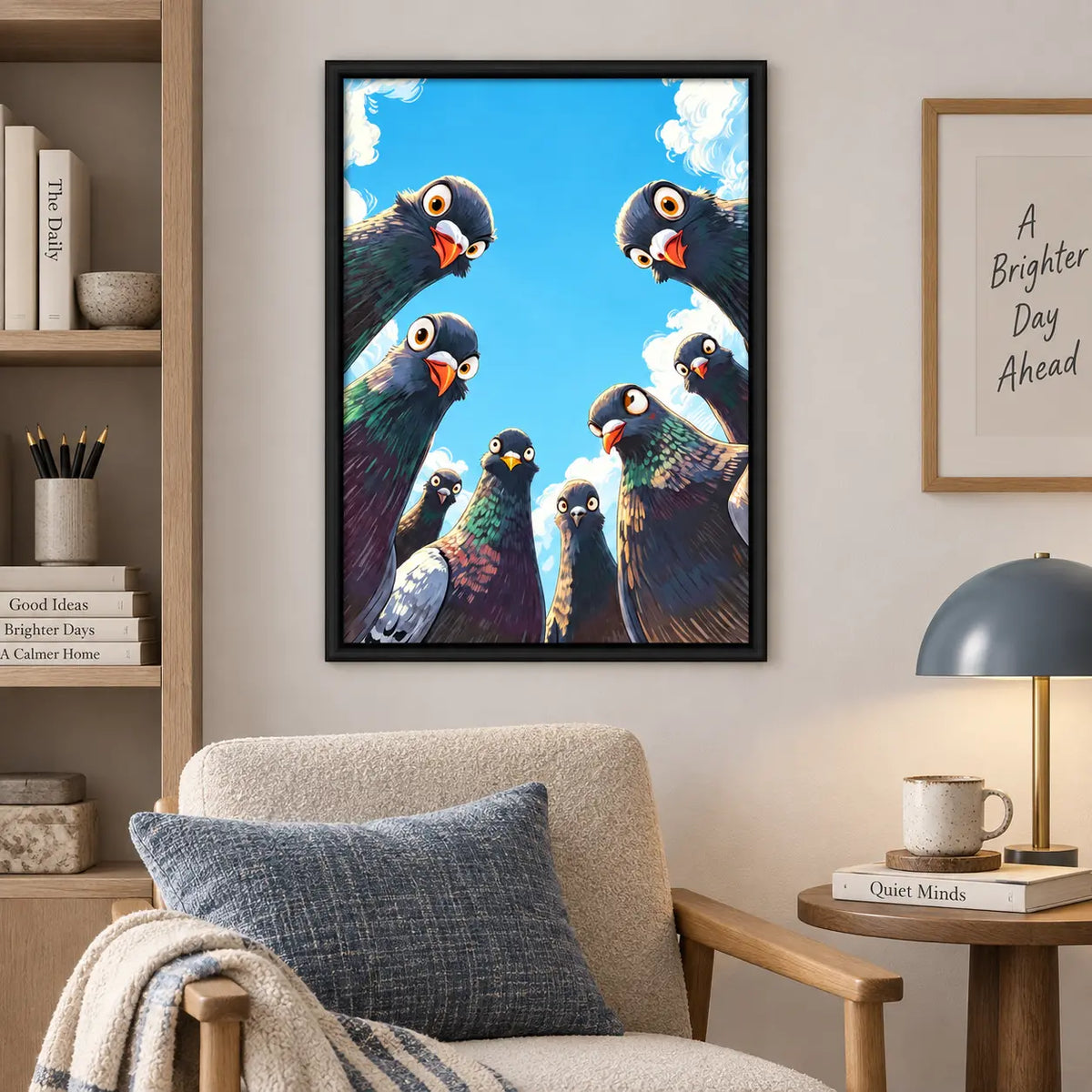 Curious Pigeon Group Sky View Wall Art 6