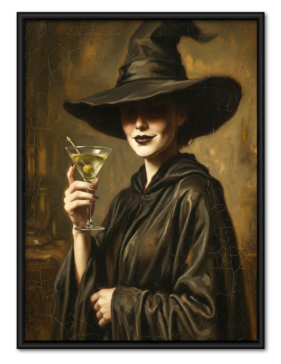 Witch With Cocktail Vintage Fantasy Wall Art 1