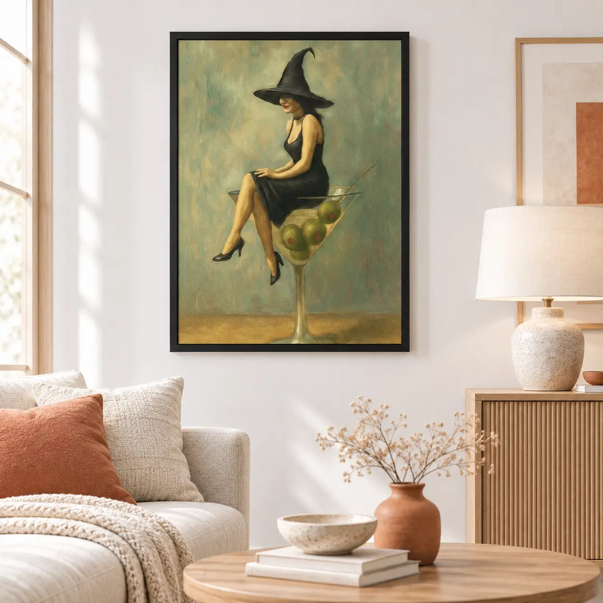 Witch On Cocktail Glass Vintage Fantasy Wall Art 2