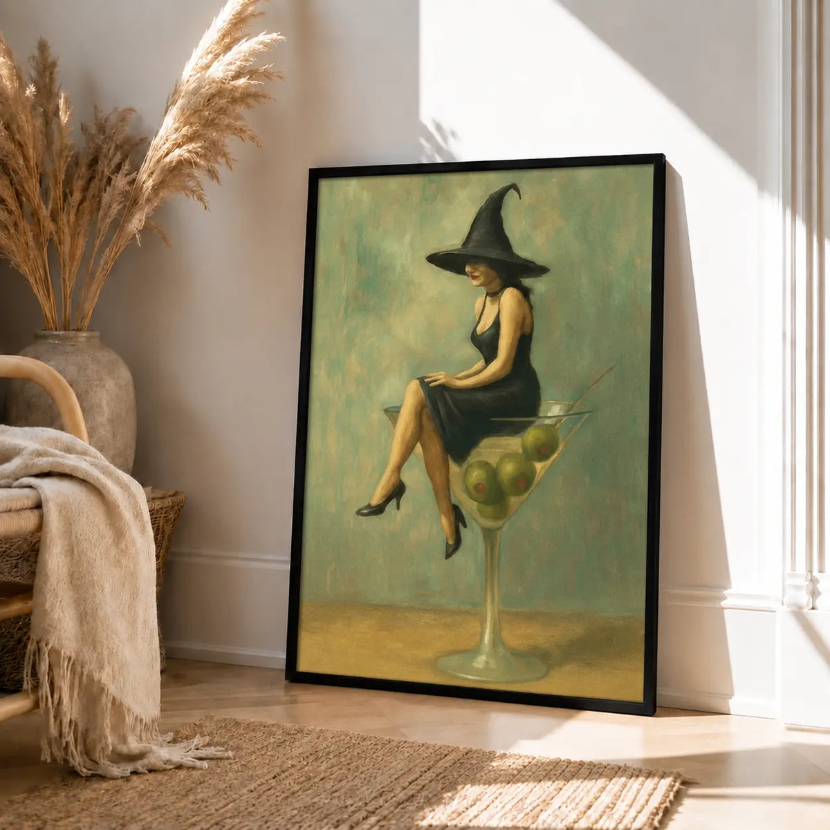 Witch On Cocktail Glass Vintage Fantasy Wall Art 4