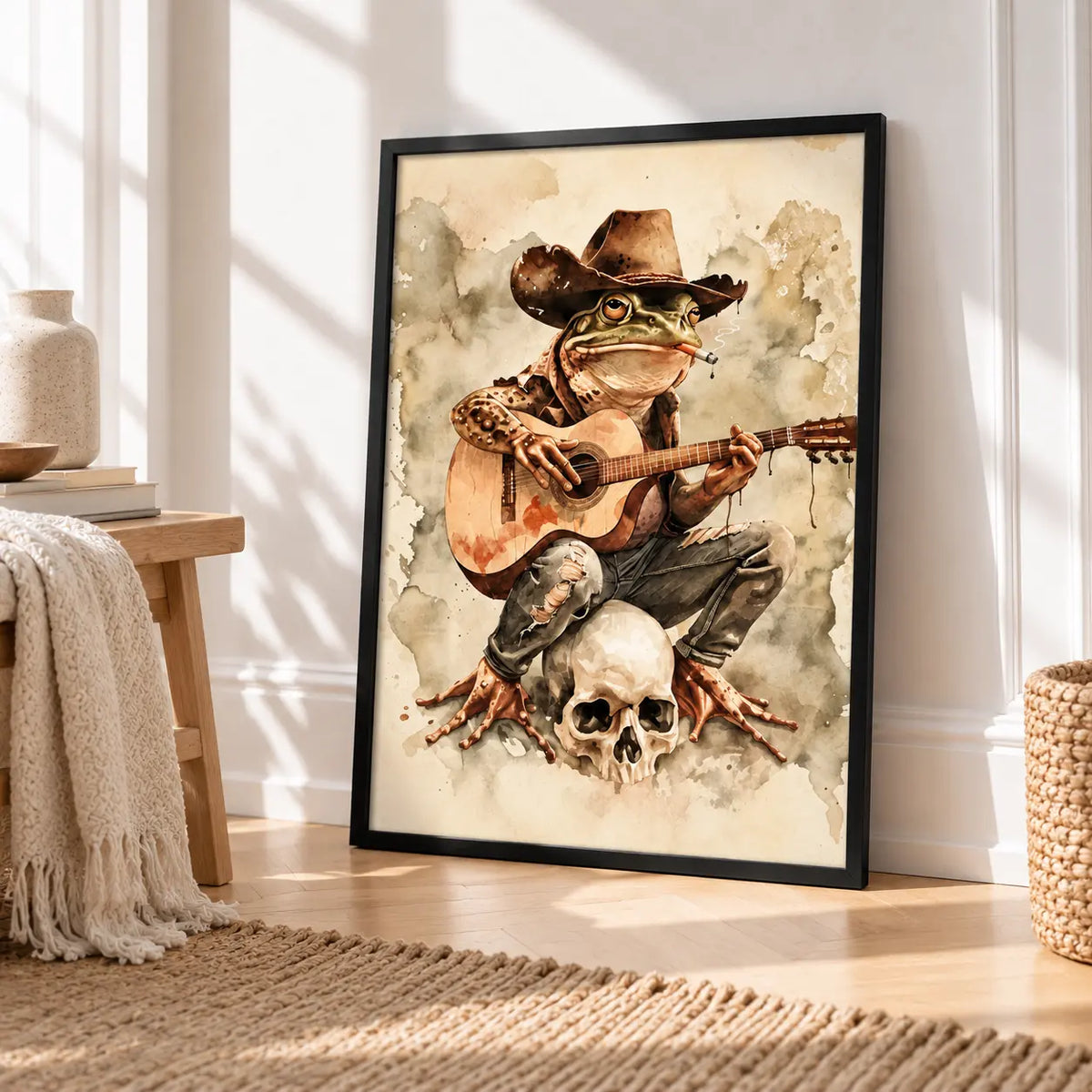 Cowboy Frog Playing Guitar Fantasy Wall Art 4