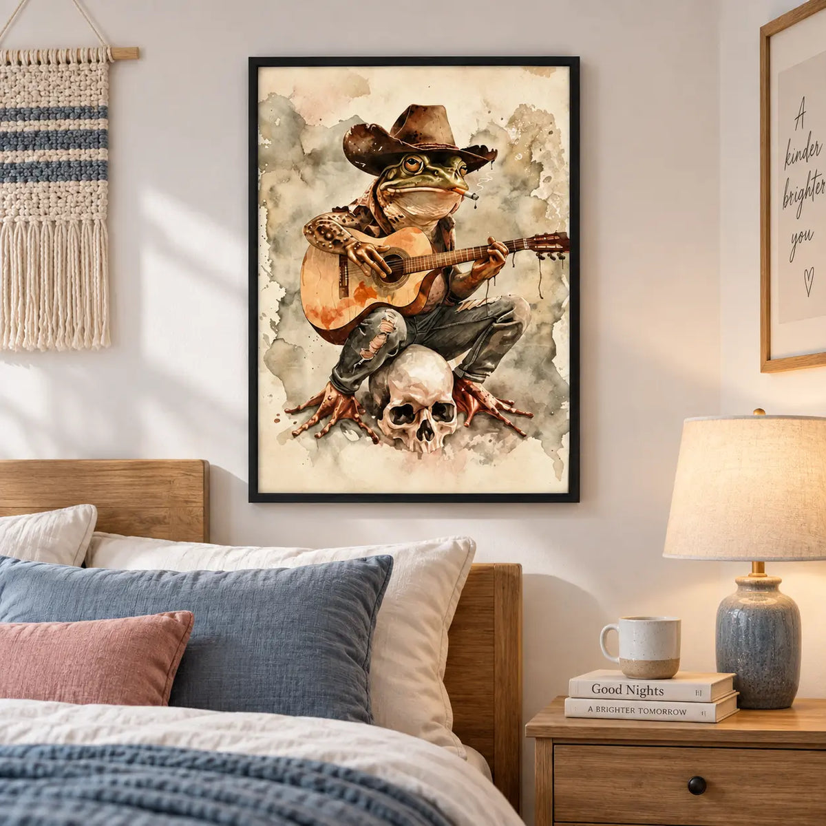 Cowboy Frog Playing Guitar Fantasy Wall Art 5