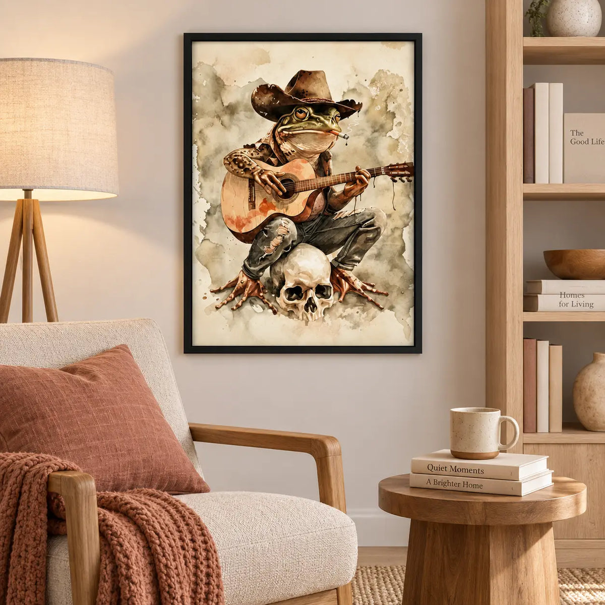 Cowboy Frog Playing Guitar Fantasy Wall Art 6