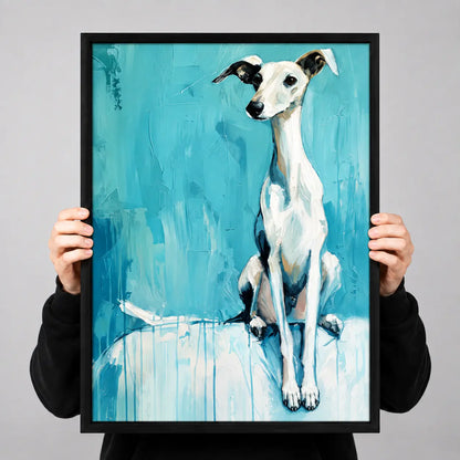 White Greyhound Blue Abstract Painting Wall Art 3
