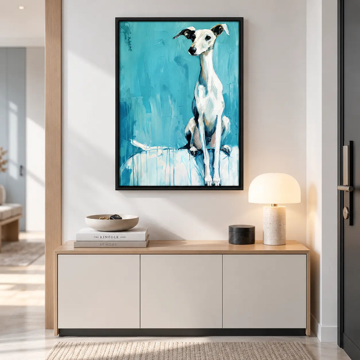 White Greyhound Blue Abstract Painting Wall Art 6