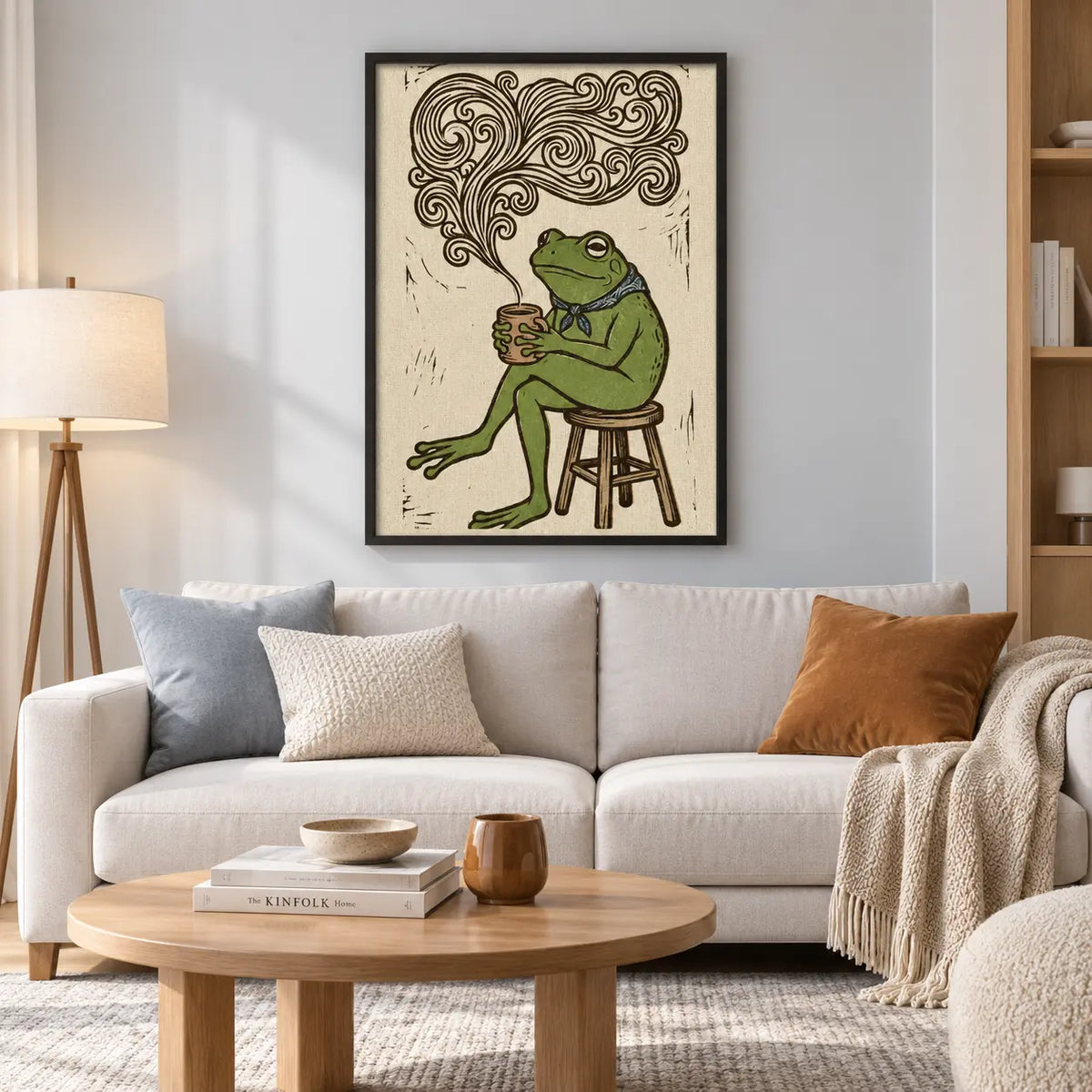 Frog Drinking Coffee Vintage Illustration Wall Art 2
