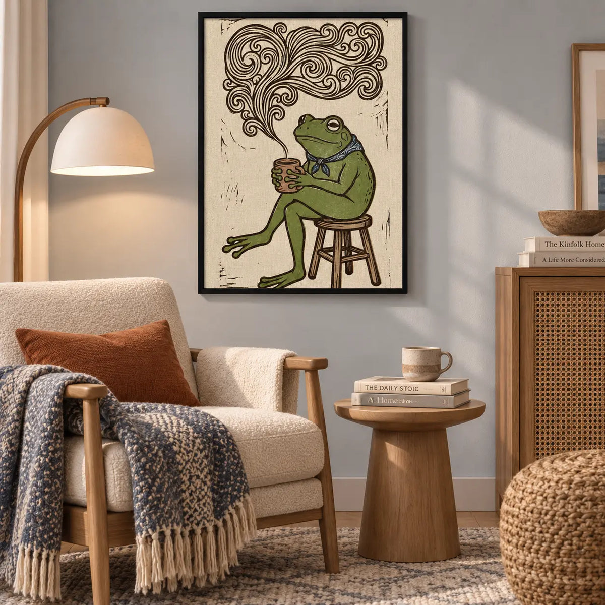 Frog Drinking Coffee Vintage Illustration Wall Art 5