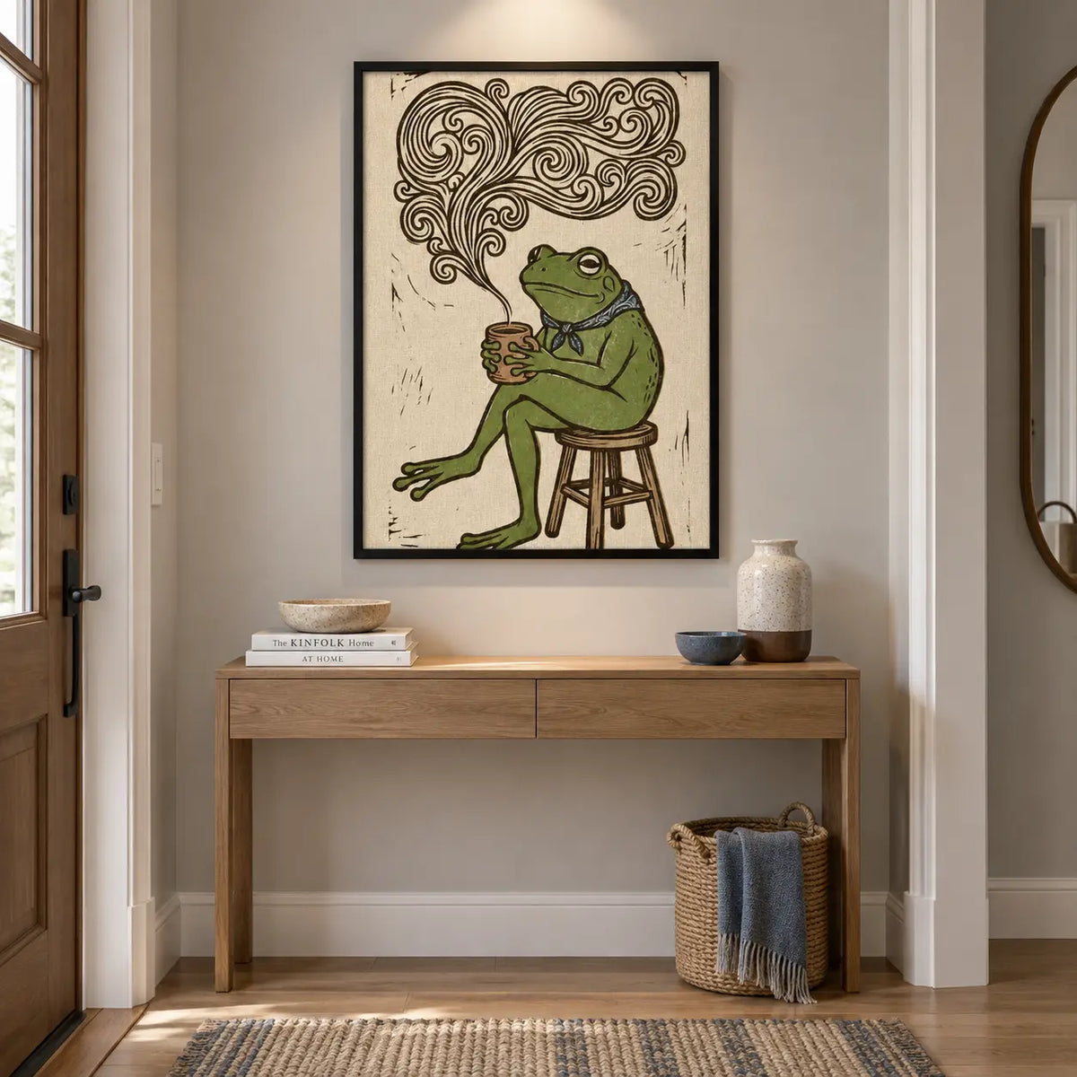 Frog Drinking Coffee Vintage Illustration Wall Art 6