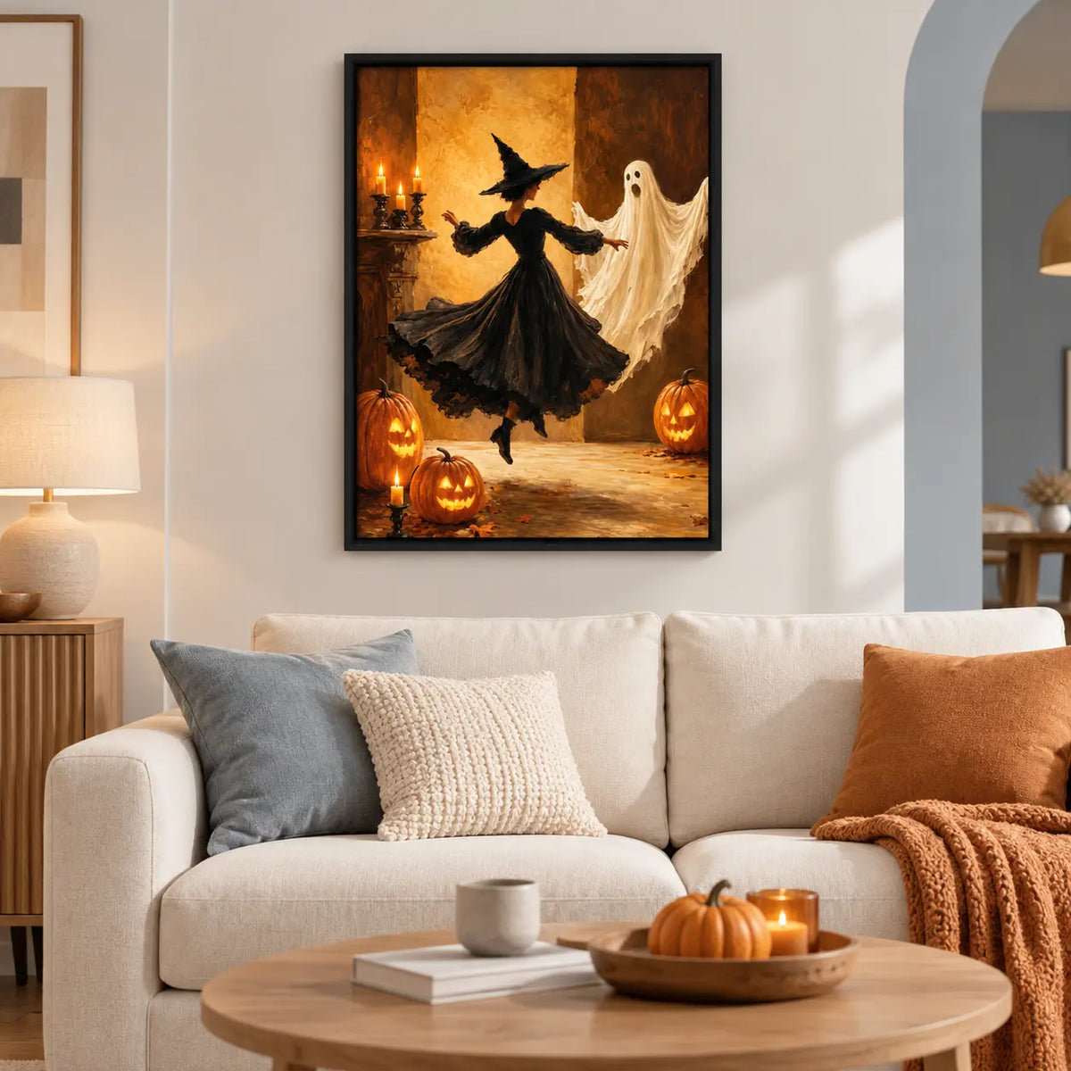Witch Dancing With Ghost Halloween Wall Art 2