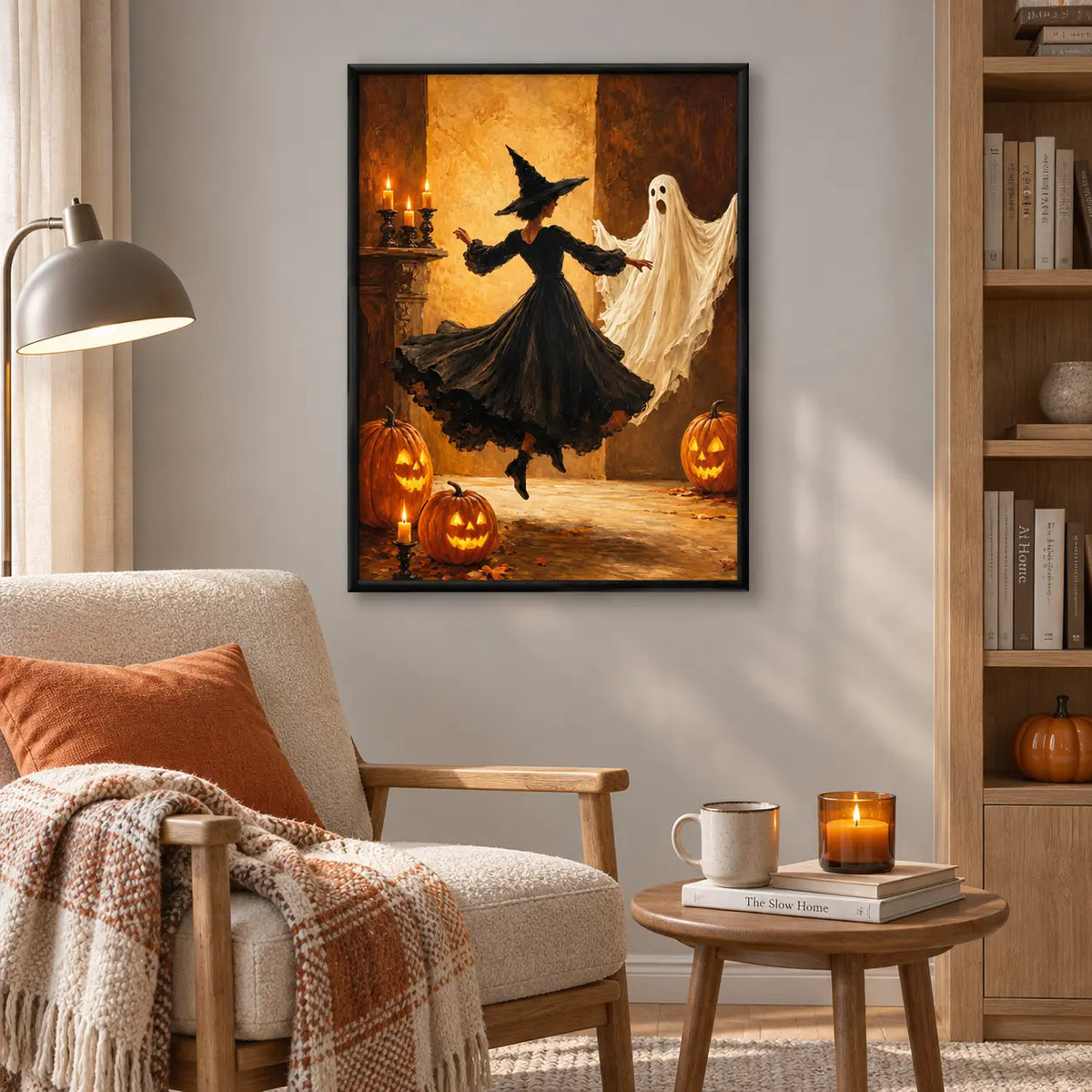 Witch Dancing With Ghost Halloween Wall Art 5