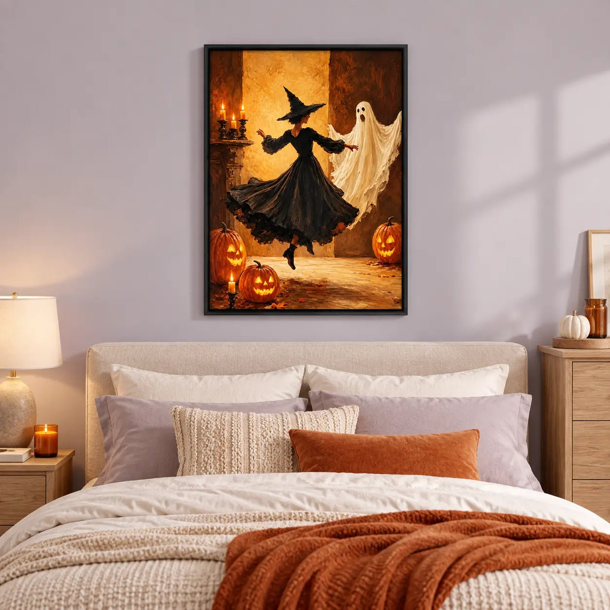 Witch Dancing With Ghost Halloween Wall Art 6
