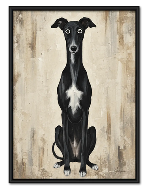 Black Greyhound Minimal Portrait Wall Art
