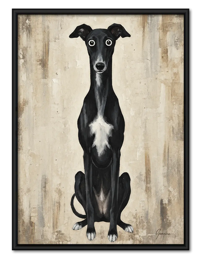 Black Greyhound Minimal Portrait Wall Art 1
