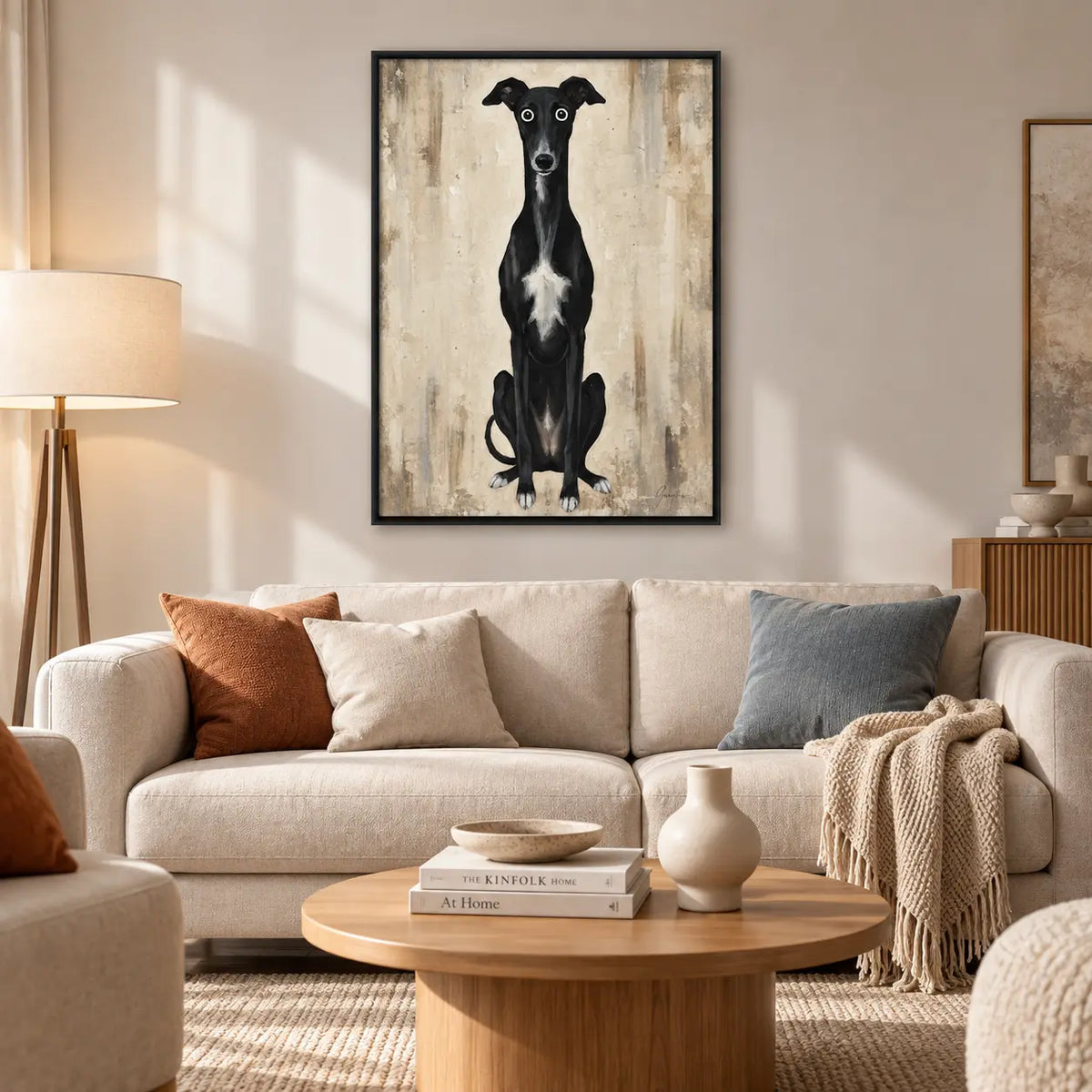 Black Greyhound Minimal Portrait Wall Art 2
