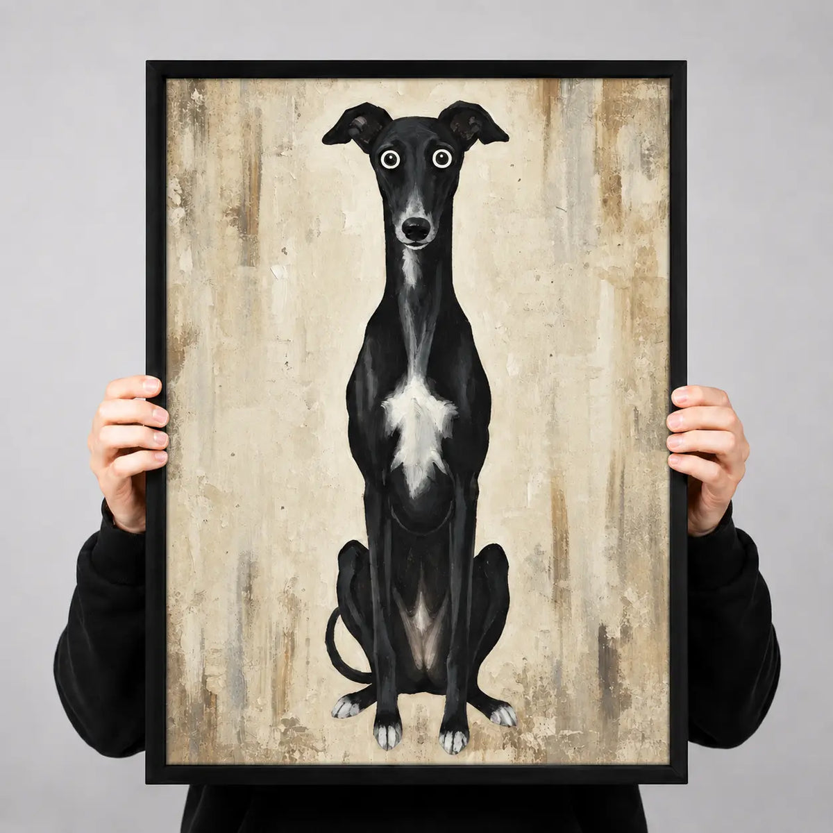Black Greyhound Minimal Portrait Wall Art 3