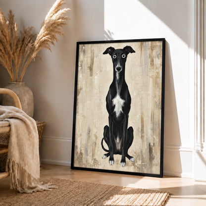 Black Greyhound Minimal Portrait Wall Art 4